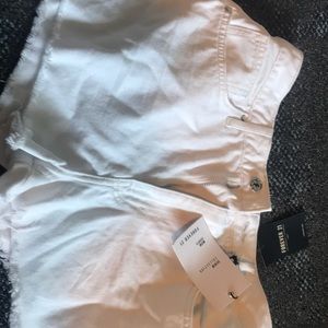white denim mom shorts